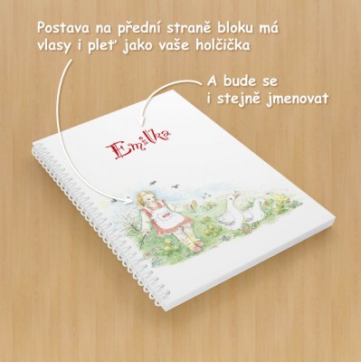 image 015-B-CZ-2_400x400 emilka se zvířátky, ilustrovaný blok, pro holky, originální, kroužkový, hrdina, dárek, osobní, personalizovaný, kreslicí 015-B-CZ-2.jpg
